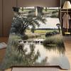 3-Piece Bedding Pillowcase Quilt Cover Set Quiet Country Scenery 2D Digital Printing Suitable For Bedroom Hotel Dormitory Decor