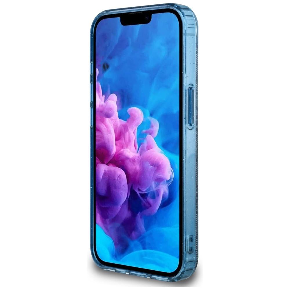 Etui Guess Iml Metal Glitter 4G Circle   Triangle Magsafe Do Iphone 16E Niebieski