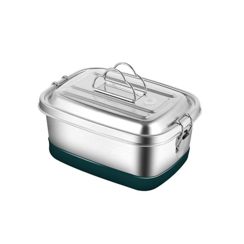 

Portable 304 Stainless Steel Lunch Box Leak Proof Stainless Steel Lunch Box with Removable Divider Practical Food Case