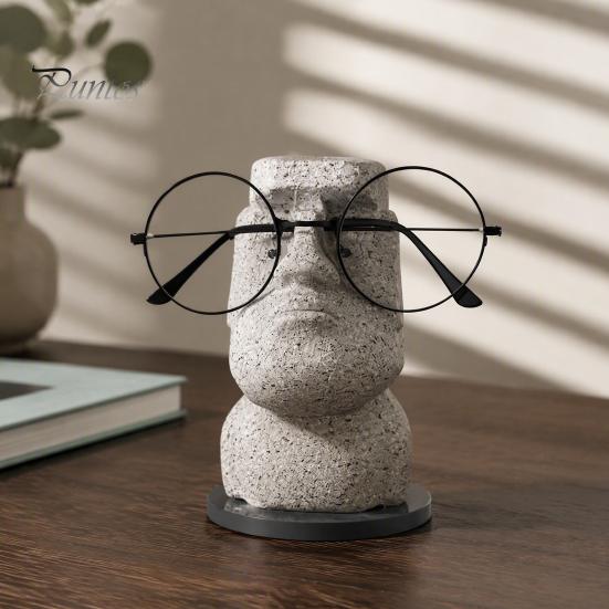 Sturdy Vinyl Glasses Stand Moai Eyeglass Holder, Abstract Easter Island Stone Stand, Fun Nose Bridge Support Holder Creative Display Stands,