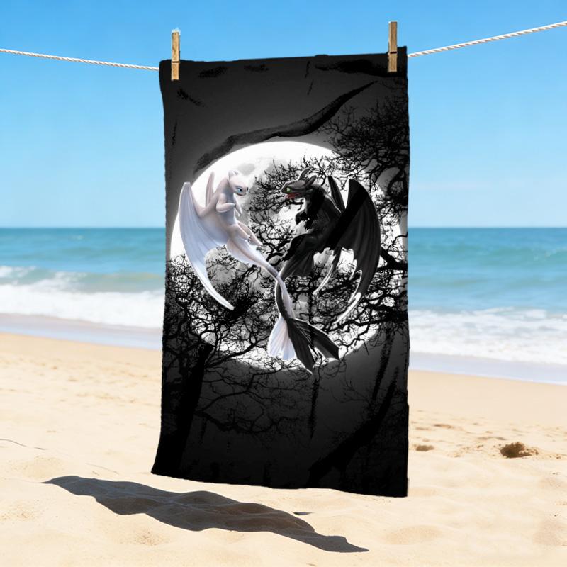 Moonlit Dragons Stylish Digital Printing Beach Towel Quick Drying Absorbent Blanket For Beach Pool Gym Travel Christmas Gift C9211823