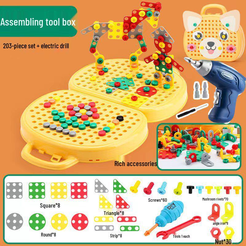 Kinder Dinosaurier Reparaturset mit elektrischem Schraubenzieher und Puzzleteilen