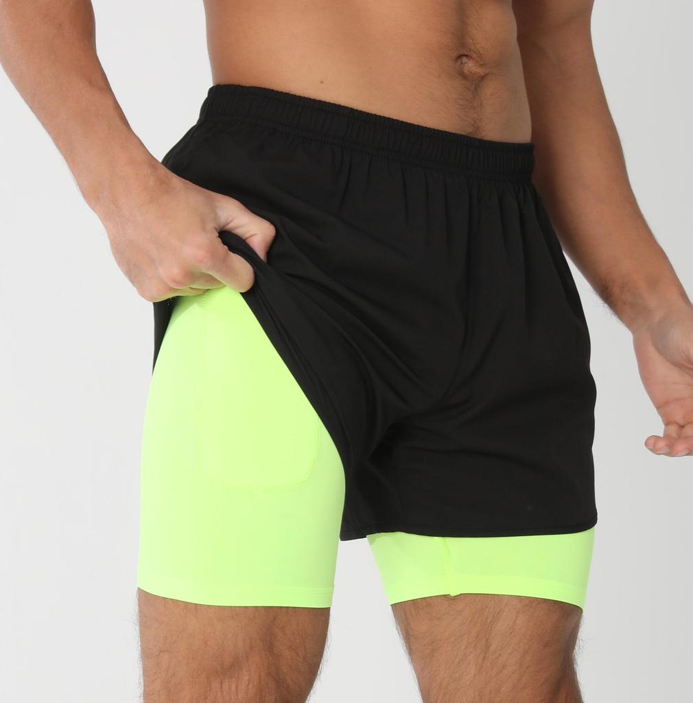 Men's Quick-Dry 2-in-1 Running Sports Shorts with Anti-Exposure Liner