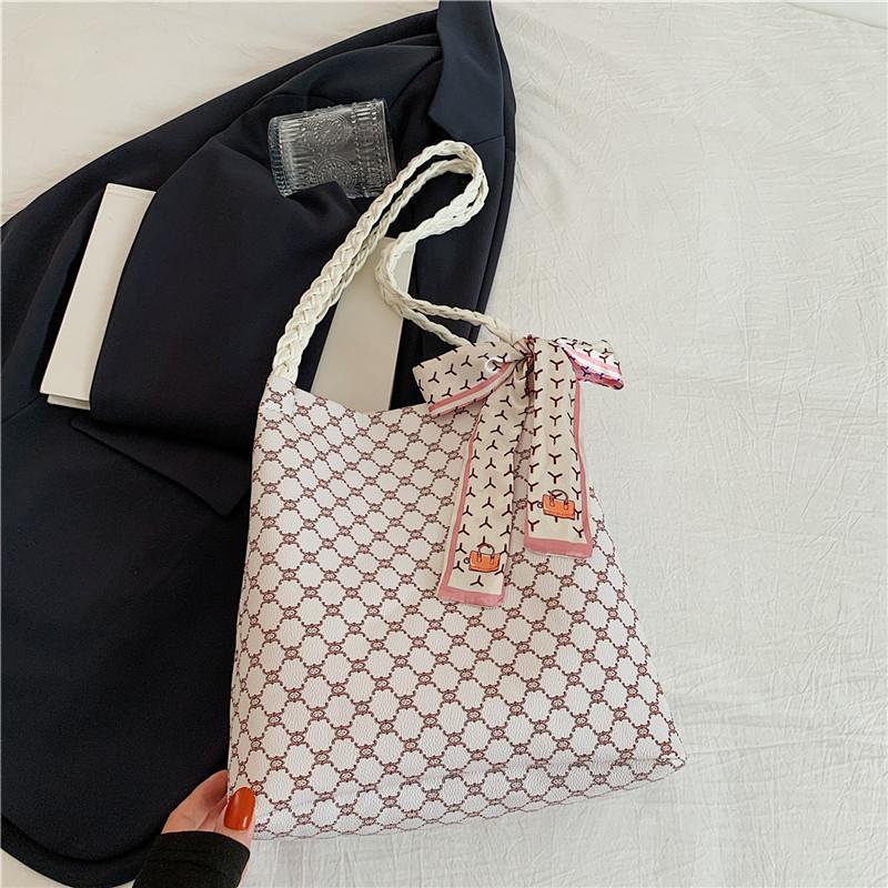 

Stylish Large Capacity Bucket Bag For Women In Chic White And Khaki Colors Ideal For Daily Commuting Without Scarf