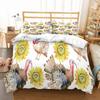 Chicken Duvet Cover King Queen Size Watercolor Rooster Bedding Set for Boys Teens Adults Farm Animal Polyester Comforter Cover