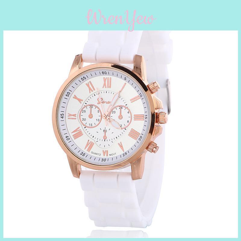 Silicone Case Ladies Quartz Watch With World Time Function For Fashion Students