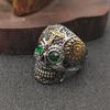 Men's Retro Three-Dimensional Green Diamond Skull Ring - European & American Hip Hop Style Jewelry