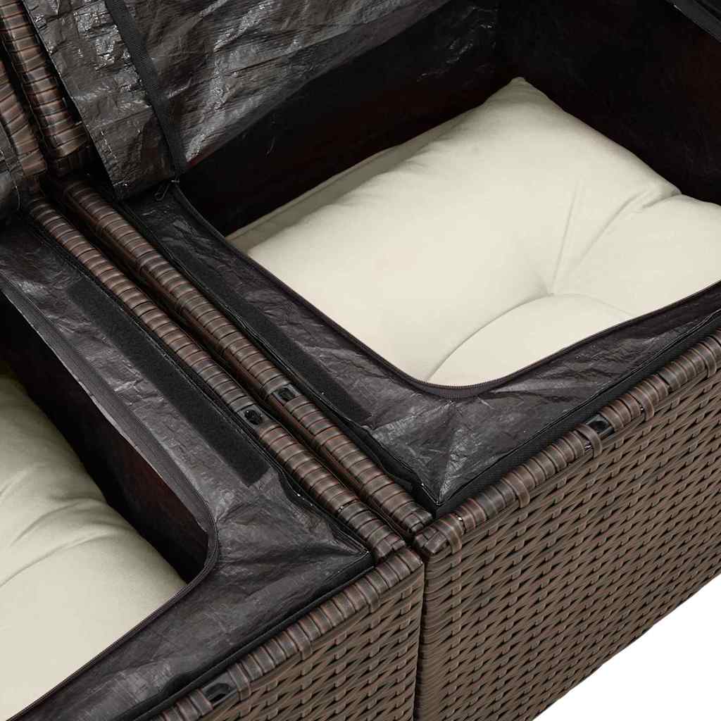 Garden Sofa Set with Cushions 8 pcs Brown and Cream Poly Rattan