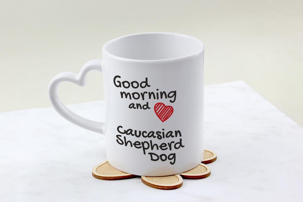 Caucasian Shepherd Dog, Caucasian Ovcharka - cup with a dog, adorable cup with a heart-shaped handle, universal gift from the Art-Dog brand