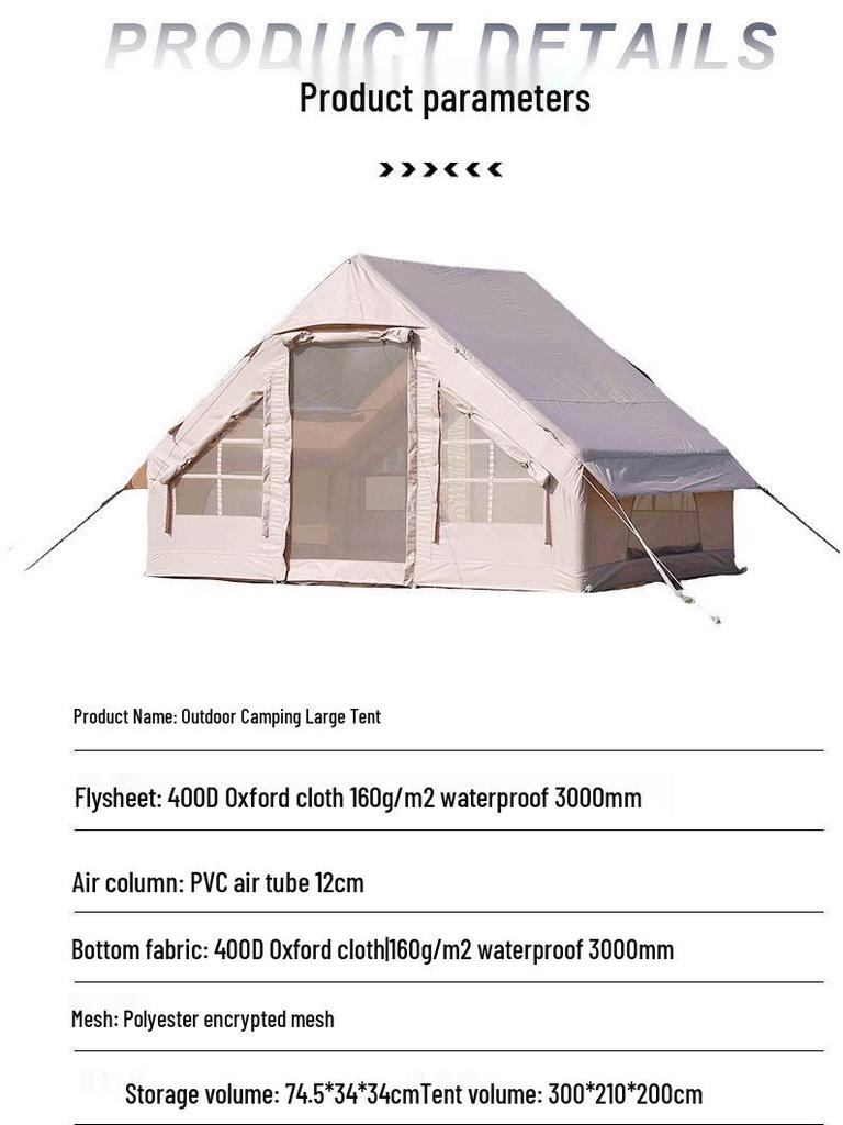 Portable Thickened Oxford Cloth Inflatable Tent for Outdoor Camping and Mountain Adventures