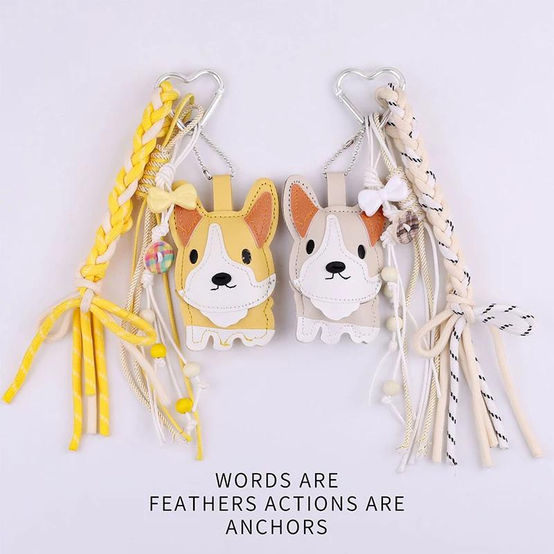 Creative Cute Pet Lanyards Cute Corgi Husky Heart-shaped Keychains Fashionable Versatile Bag Pendants Handmade Fun Small Gifts