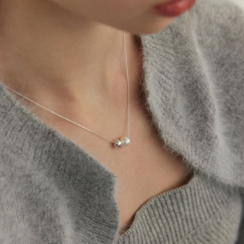 Murmur [925silver]Double Pearl Ball Necklace