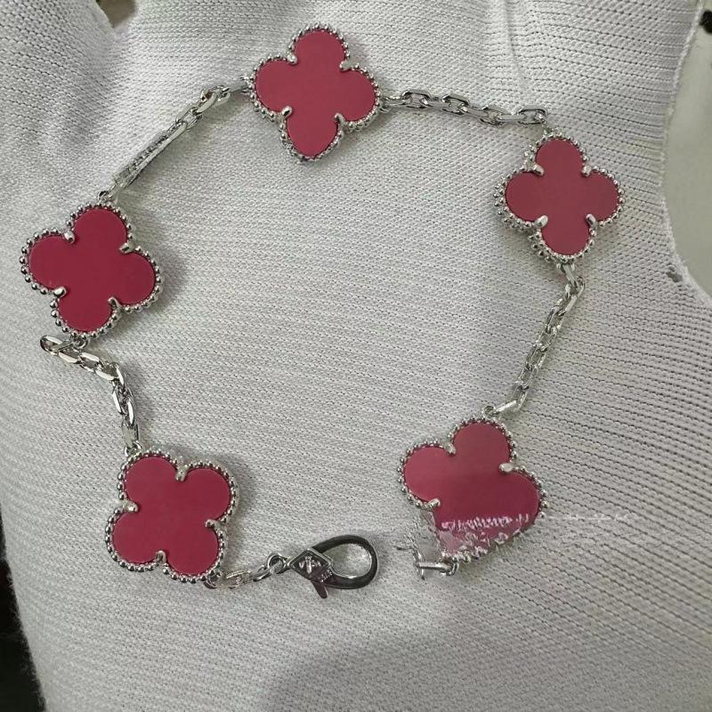 Exquisite Four-leaf Clover Bracelet for Women Five-flower Bracelet Double-sided Natural White Mother-of-pearl and Carnelian Bracelet