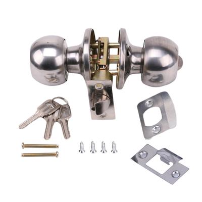Stainless Steel Round Door Knobs Rotation Lock Knobset Handle Metal Door Knob With for Key for Bedroom Living Room Bathr