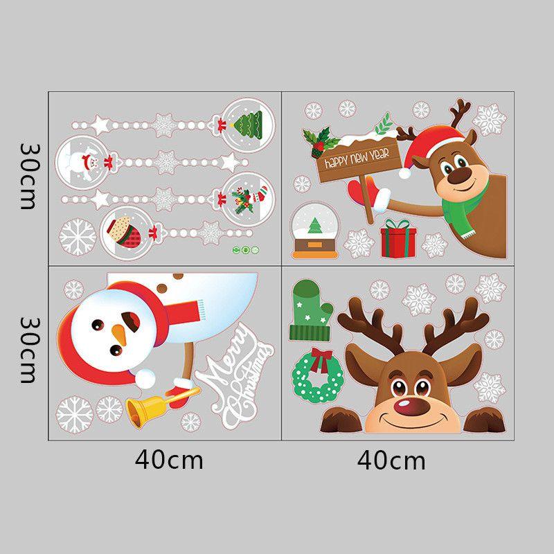 Christmas Merry Window Stickers Xmas New Year Decor Decals Santa Reindeer Claus