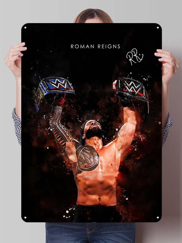 Roman Reigns Metallschilder Wrestler Poster Dekoration Schlafzimmer Anpassbare Blechschilder für Man Cave Wandkunst Dekoration Retro Zimmer