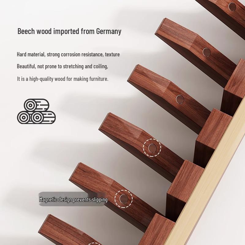 Solid Wood Wall-Mounted Piano Key Coat Hook - No-Drill Storage Rack for Clothes & Hats