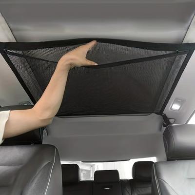 1PC Car Ceiling Storage Pocket Net Strong Bearing Adjustable Capacity Roof Cargo Net Organizer for SUV.