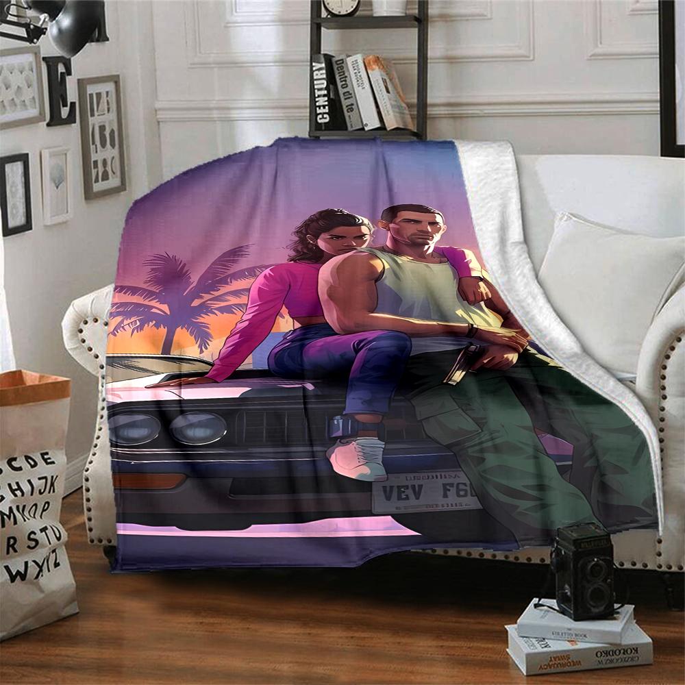 1 Stück Decke - Spiel Grand Theft Auto Aufdruckdesign,Leichte Decke für Sofa,Bett - Weich & Warm,Geschenk für Alle Jahreszeiten