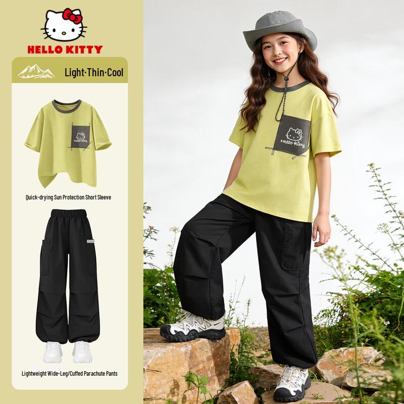 Hello Kitty Girls  Sun Protection T-Shirt & Wide-Leg Pants Set 120