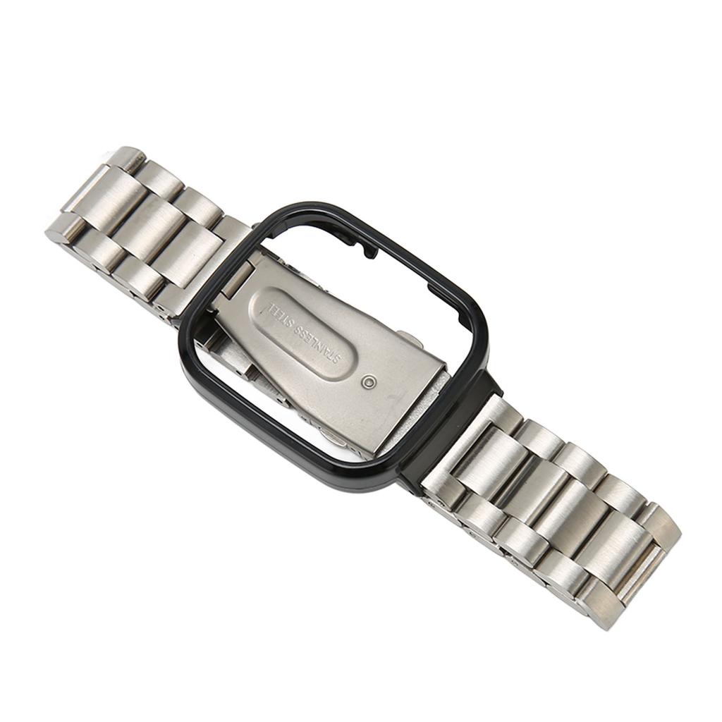 Watch Strap Protective Case Band 2 in 1 Adjusted Stainless Steel Watch Band for