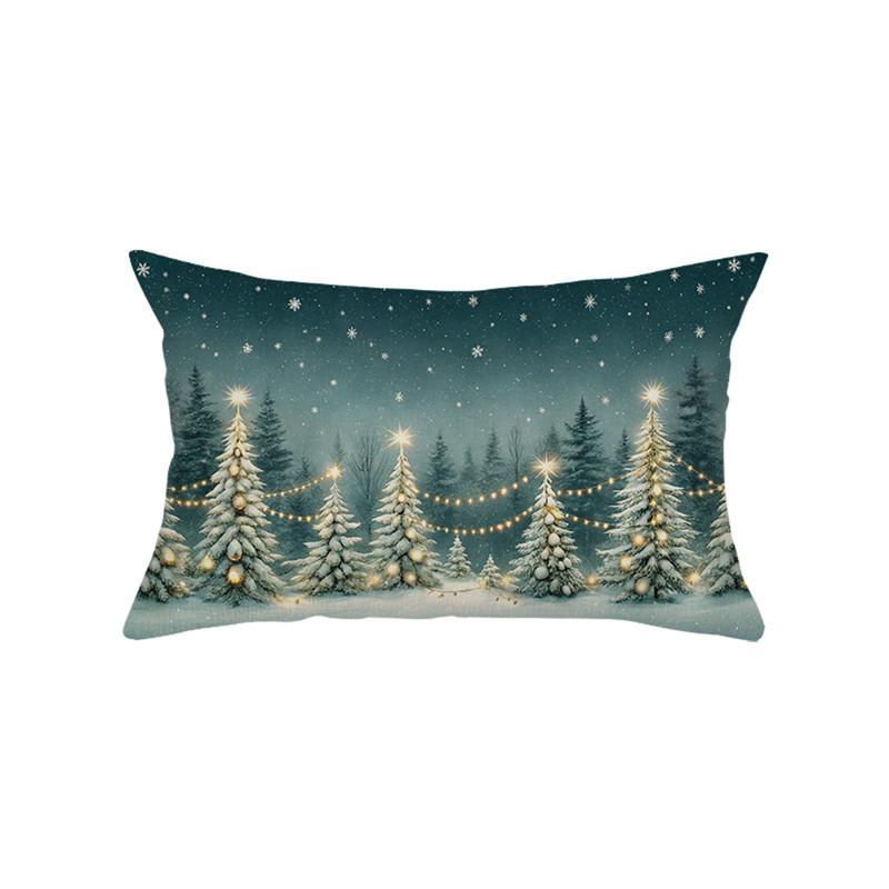 Christmas Atmosphere Pillow Cover Santa Claus Home Snow Scene Print Sofa Bedside Decoration Cushion Cover