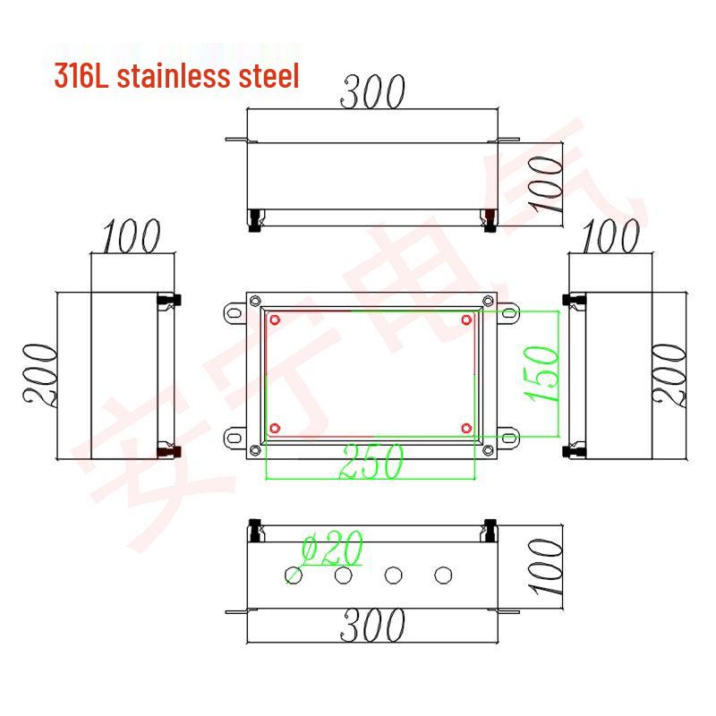 304 Stainless Steel Weatherproof Junction Box with UK Terminal, 316 Protection.