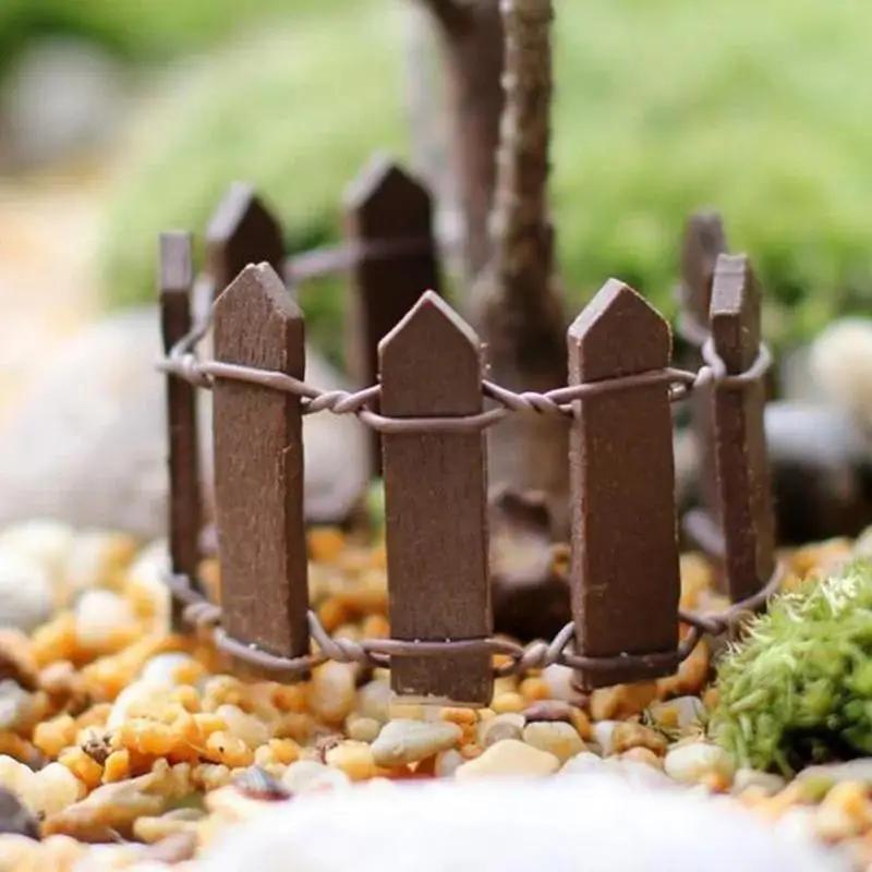 6 Pcs Hot Sale Moss Micro Landscape Decoration Fence Small Wood Fence Moss Fence Garden Supplies Random Color Home Ornaments