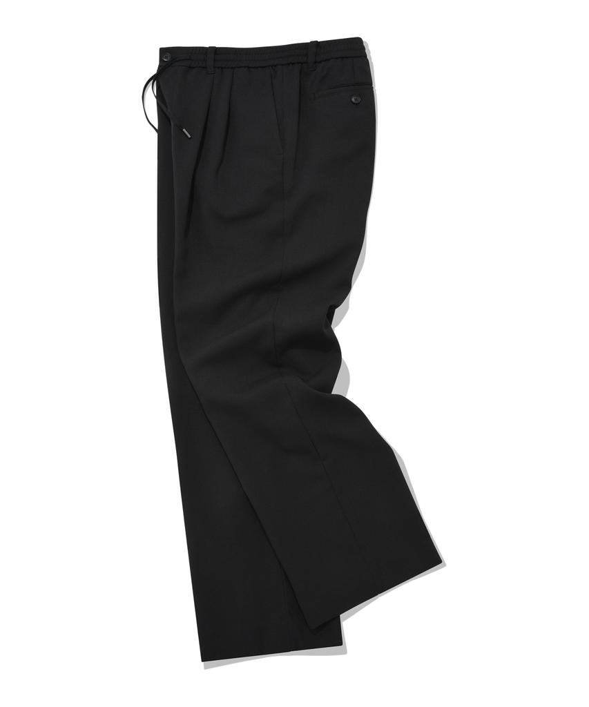 COVERNAT Semi-Wide Easy Elastic Waist Slacks Black