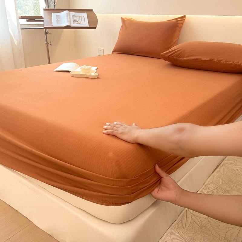 Простыня с эластичным мытым хлопковым голубым цветочным принтом — фото 10