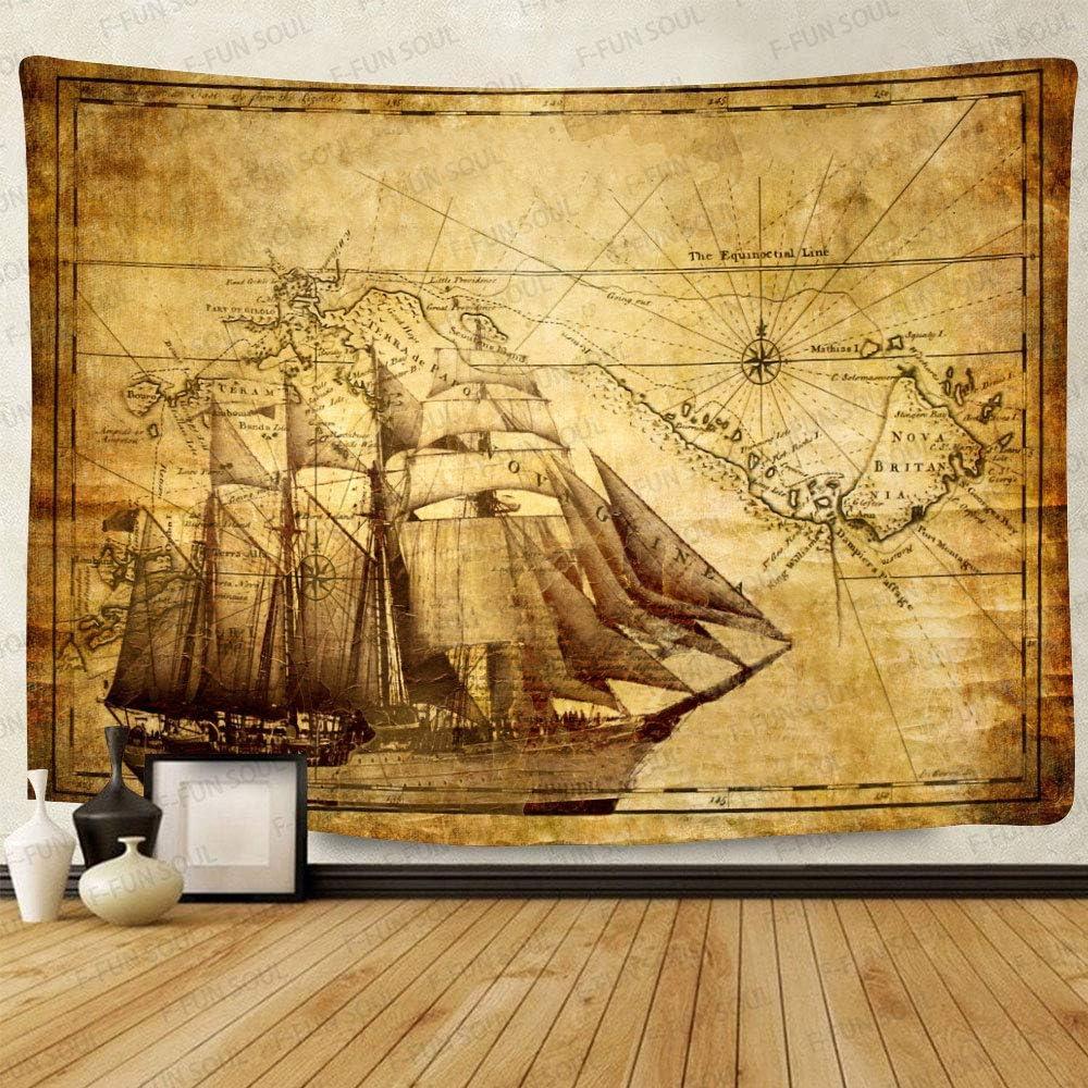 Tapestry f merry soul pirate treasure map sailing 75x100 чёрный