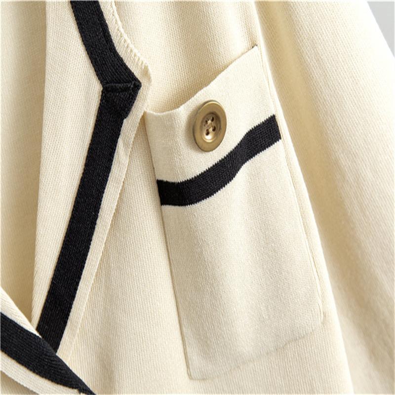 Autumn And Winter Knitted Wide Leg Pants Two Piece Suit Short Style Small Fragrance Fashionable Casual Suit For Women