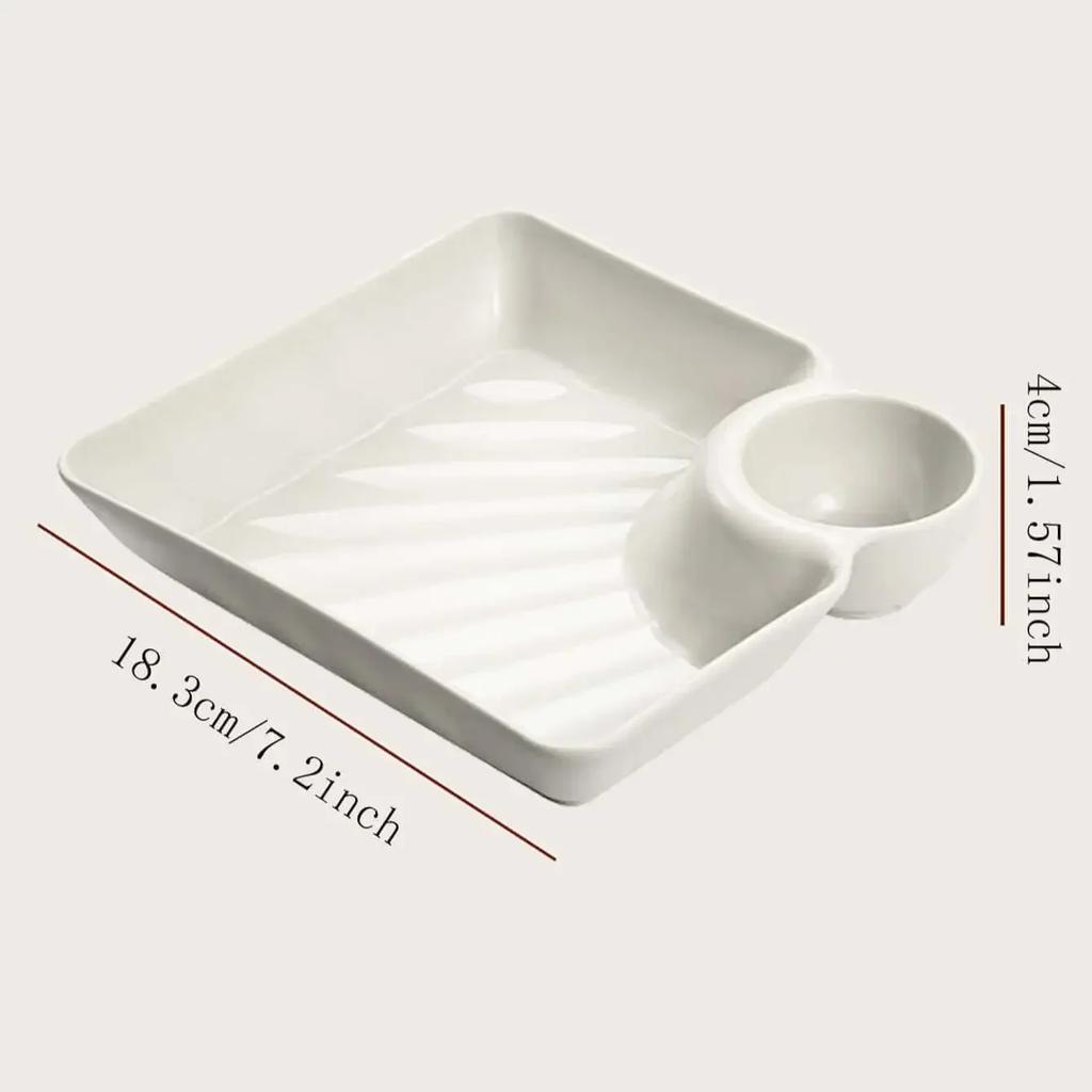 1pc-plastics Dumpling Plate Polished Square Snack Plate for Restaurant Kitchen and Household Use Creative Design, Easy To Clean