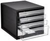 Nakabayashi A4 Letter Case, 4 Tiers (3 Shallow + 1 Deep), Black, A4E-04B