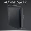 Bisofice Zippered Business Padfolio A4 PU Leather Portfolio Organizer for Interview Resume Document Planner Agenda