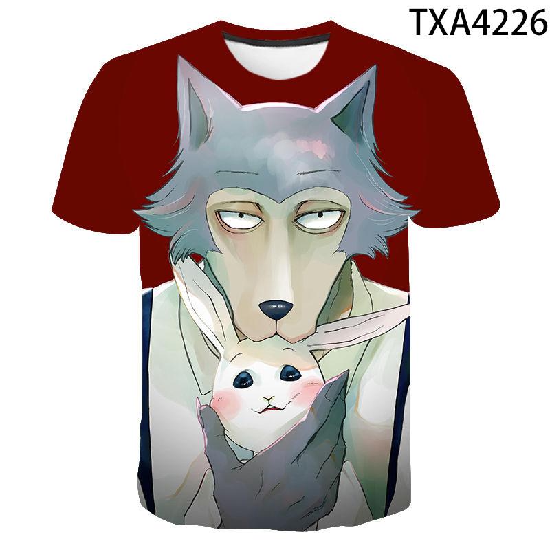 2020 Новый Beastars Мультфильм Аниме Футболка 3d Волк Животные Печатные мужчины Женщины Дети Тройник Летний мальчик Девочка Дети Топы Крутые тройники