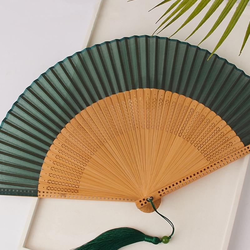 Elegant Chinese Folding Fan With Silk Like Fabric Perfect For Photography And Traditional Costume Handcrafted Fan
