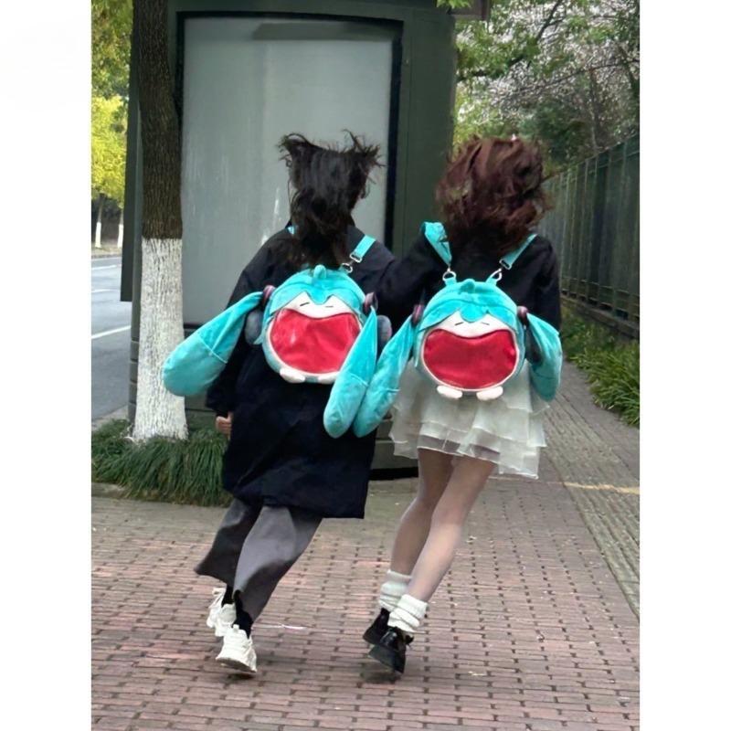 New Hatsune Miku Anime Bar Chi Cute Doll Large Capacity Backpack Kawaii Big Mouth Backpack as a Gift for Girlfriends and Sisters