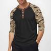 Men's top with three-quarter sleeves and camouflage print