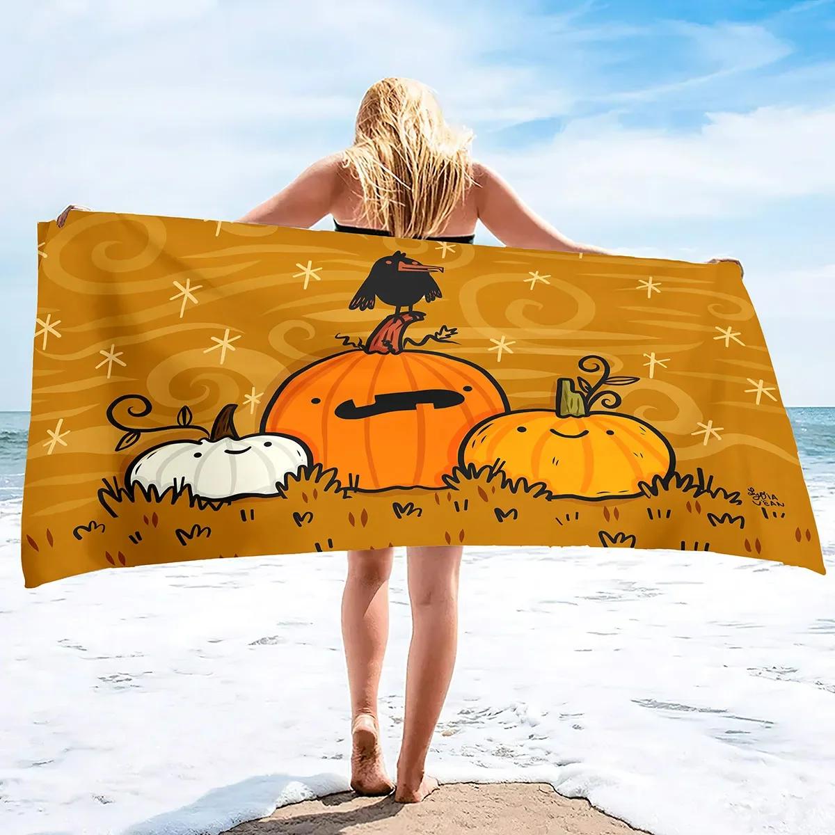

Adults Oversized Sand Free Beach Towel Halloween Quick Dry Beach Towel Mens Microfiber Lightweight Sandless Travel Beach Towel W30*H60(CM)