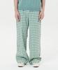 WAIKEI Wide Check Elastic Waist Pants Green
