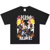 2025 Kiss Alive T-shirt, A Rock Band, American Retro Street Hip-hop, Short-sleeved Vintage Trendy, High-quality Luxury Brand
