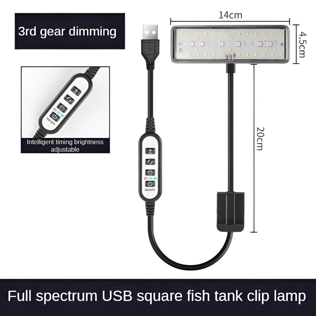 

360° RGB Modes Flexible Adjustment Fish Tank Light Smart Dimming Fish Tank Small Clip Lamp Full Spectrum Aquarium Light Rectangle fish tank light