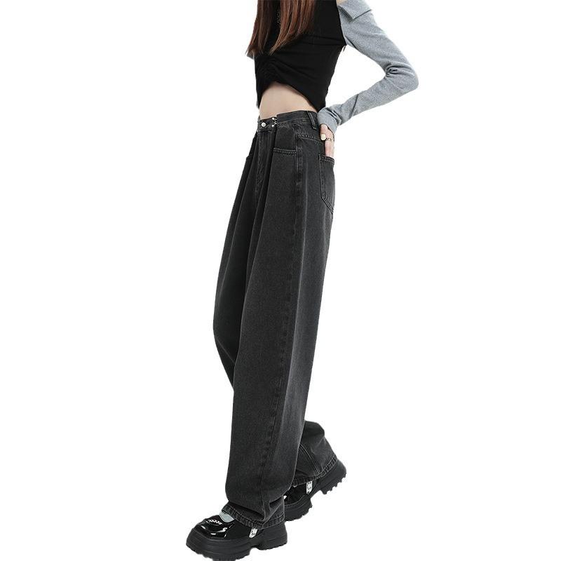 Classic Style Small Jeans for Women In Spring and Autumn Updated Narrow Version High-Waist Straight Relaxed Fit Wide-leg Pants
