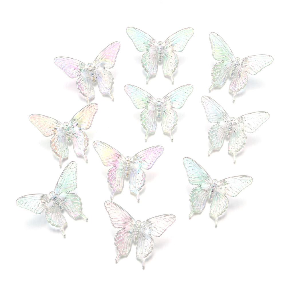 10Pcs Acrylic 3D Butterfly Charms Color Plated Loose Spacer Bead for Jewelry Making Accessories DIY Bracelet Earring Phone Chain