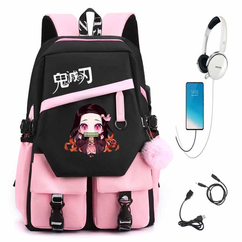 

Japan cartoon comics Demon Slayer backpack junior high school student casual cartoon backpack with USB interface 7571 30*20*42cm