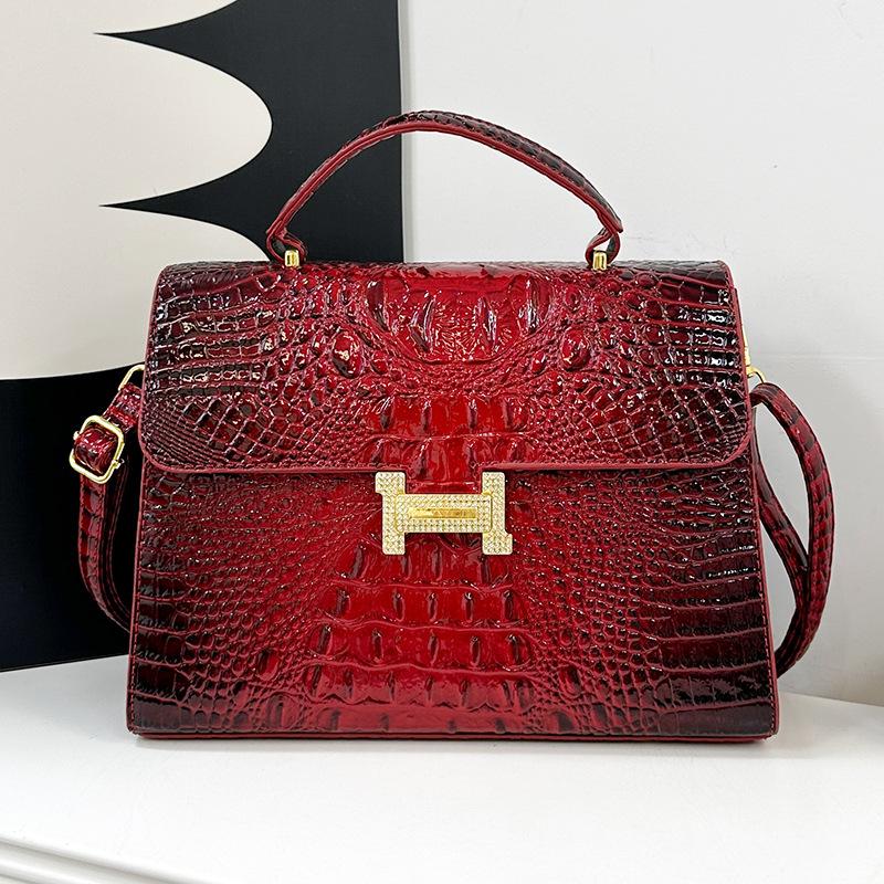 New Wind Crocodile Pattern Briefcase Bag Portable Shoulder Oblique Span Women's Bag