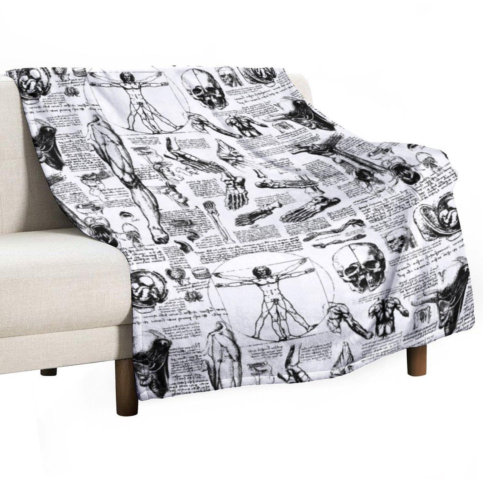 

Da Vinci s Anatomy Sketches Throw Blanket Soft Picnic Quilt Luxury Thicken Blankets 30x40in