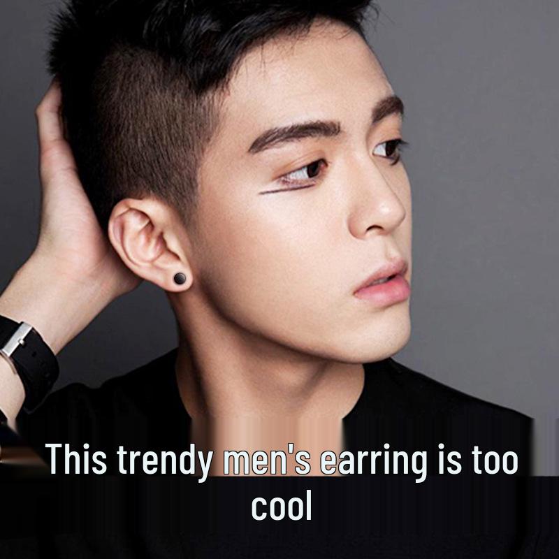 Pánské černé náušnice s puzetou: Korejský trend, jednoduchý kulatý hip hopový styl, všestranný pro ženy
