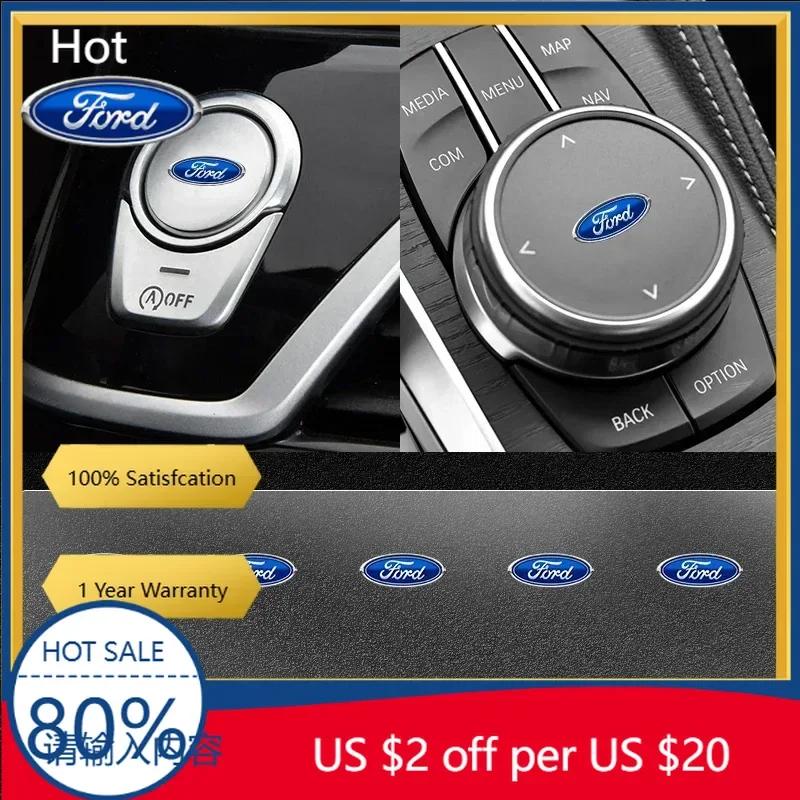 

Car Sticker 2026 For Ford Car One-click start Sticker Central control AC Knob Emblem Badge For Ford Focus Mondeo Kuga Fiesta MK7 1pcs